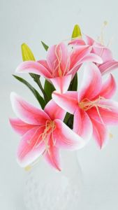 Bunga Lily Latex Cabang 2 Bunga lili Palsu Bahan Lateks Artificial Tiger Lilies Real Touch Silk Flower Hiasan Cafe Bucket Rumah Hotel dan Dekorasi Pelaminan Murah Import Premium Berkualitas
