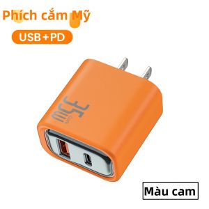 Sạc Nhanh USB C 35W Bộ Chuyển Đổi Sạc Nhanh PD QC 3.0 2 Cổng Type C Sạc Tường Cho iPhone Samsung Huawei Xiaomi - Sạc USB Type C