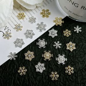10PCS Exquisite Creative Zircon Snowflake Alloy Nail Charms 3D Hollowed Hexagonal Rhinestones Snowflake Nail Art Decorations DIY