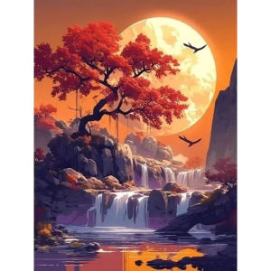 Jigsaw Puzzle for Adults 500/1000/1200/2000PCS Waterfall Sunset Landscape Artwork Mindful Game Stress Relief Decor Gift