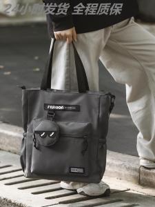 Large Capacity Single Shoulder School Bag for High School Students And Freshmen Canvas Handbag Leisure Style Zipper Closure