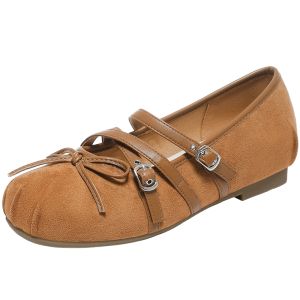 Agsdon | French Ballet Mary Jane Shoe With Bow Internal Height Boosting Soft Sole