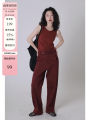 Ivy Yang Vintage High Waist Wide Leg Casual Pants Women Summer Loose Slimming Floor Length Straight Cut Suit Pants. 
