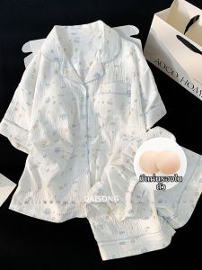 DAISONG | Cotton Sateen Summer Ladies Sleepwear Set with Pads