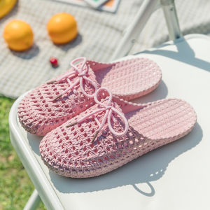 ผู้หญิง รองเท้าแตะส้นแบนพลาสติก ฤดูร้อน ทันสมัย สไตล์พยาบาลแบบสวมใส่กลางแจ้งรองเท้าผูกปมผีเสื้อ