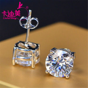 Cadermay 925 Silver Earrings D VVS1 Moissanite Earrings Pegion Blood Red Lab Grown Ruby Gemstone  With Inclusions Closer To The Natural Stone Effects Round Shape 5mm 6.5mm 8mm High Quality Silver 925 Fashion Jewerly Earring For Women