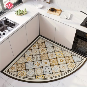 VIKAMA Bohemian Fan-Shaped Floor Mat Water-Absorbing And Anti-Slip Bathroom And Kitchen Floor Mat Home Decoration Carpet