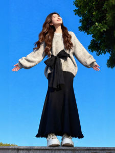XUECAIQI | Unique Attractive Knit Sweater and Skirt Set Korean Style