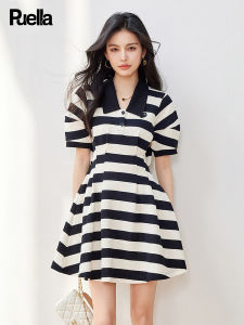 puella | Đầm Polo Cổ Sơ Mi Đính Sọc Màu Hè