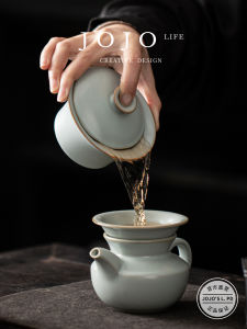 JOJOS L. Ceramic Tea Set Gongfu Tea Bowl Ceramic Tea Cup Ru Kiln Cover Bowl Tea Brewing Bowl Ru Porcelain Tea Ceremony Set