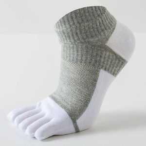 Man Boy Ankle Five Finger Socks Cotton Mesh Breathable Soft Compression Sweat-Absorbing Low Tube Sport Fitness Toe Socks Student