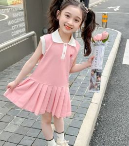 Girls Sleeveless Dress Princess Style Summer Short Sleeve Skirt High Waist Polyester Knitted Gored Skirt No Brand Registered Trademark