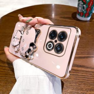 Applicable to OnePlus 12 mobile phone case electroplated cat bracket makeup mirror 1 + 10Pro silicone soft case protective case h2607069
