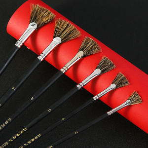 6pcs/Set Wild Boar Bristle Brush Pen Set Fan Shape Art Supplies Painting Pen Oil Painting Brush Student Stationery