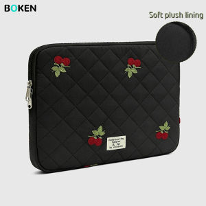 13.6 14 15 16Inch Embroidery Laptop Sleeve Case for MacBook Air Pro/Neo Dell HP Lenovo Surface Soft Plush Lining Computer Bag
