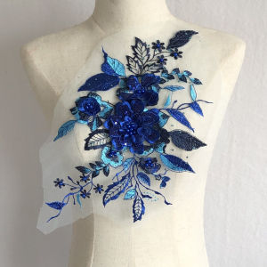 SASKIA Vải Thêu Hạt Pha Lê 3D Hoa Thủ Công DIY Trang Trí Vá Quần Áo Lưới Phụ Kiện May Vá Vải Thêu Hoa