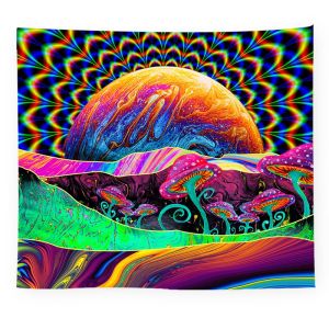 VIKAMA Trippy Rainbow Mountain Tấm Thảm Ảo Giác Mặt Trời Cây Treo Tường Trang Trí Cho Phòng Ngủ Ký Túc Xá Đảng Ảnh Phông Nền 100% Polyester