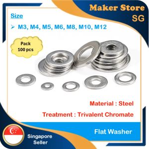 Steel Flat Washer M3 M4 M5 M6 M8 M10 M12 (Pack : 100 pcs)