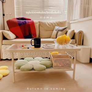 โต๊ะกาแฟกระจก Changhong สองชั้นสไตล์หรูหราแบบโมเดิร์นสำหรับใช้ในบ้านและสวน ขนาดเล็ก วัสดุแก้ว ป้องกันการเก็บของ