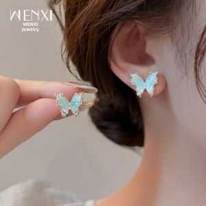 WENXI | Elegant Unique Icy Blue Butterfly Earrings