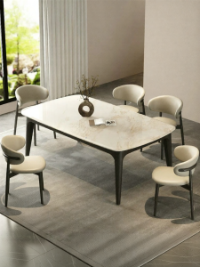 Luxurious Marble Rectangular Italian Nordic Style Dining Table and Chairs