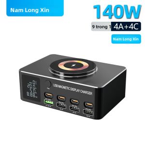 Bộ Sạc Đa Năng USB C 140W PD 100W Trạm Sạc Nhanh Để Bàn Có Đế Đỡ Cho Máy Tính Xách Tay iPhone Samsung - Bộ Sạc Nhanh Cho Nhiều Thiết Bị