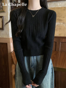 La Chapelle | Slim Fit French Round Neck Long Sleeve Sweater Black