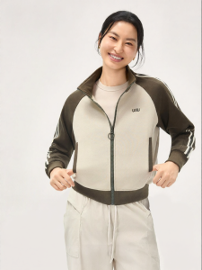 S&W | Retro Contrast Color Stand-up Collar Womens Sport Casual Jacket