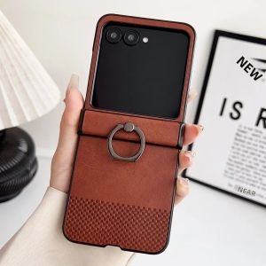 Ốp Lưng Điện Thoại Motorola Razr Bảo Vệ Toàn Diện Bằng Da Có Giá Đỡ Nhẫn Chất Liệu Dệt Chống Sốc Cứng Cáp Dành Cho Các Mẫu 40 50 60 70 Ultra
