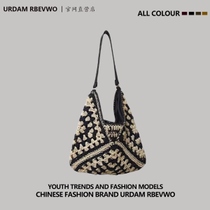 Casual Beach Straw Woven Bag Womens Large Capacity Tote Bag Summer Vacation Handbag Soft Magnetic Buckle Closure Shopping Bag