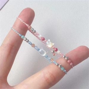 2 Chiếc Vòng Tay Đôi Hình Mèo Dễ Thương Thủ Công Làm Từ Hạt Cườm Kiểu Hoạt Hình Dành Cho Nữ Nam Trang Sức Quyến Rũ Quà Tặng Cho Tiệc Tùng Ngày Lễ Tình Nhân