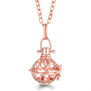 Mexico Chime Music Ball Rose Golden Caller Necklace Essential Oil Diffuser Woman Exquisite Aromatherapy Cage Pendant Jewelry