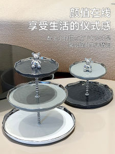 Luxury Ceramic Fruit Tray Nordic Style Living Room Candy Snack Display Plate Dessert Plate Bear Pattern Handmade Craft