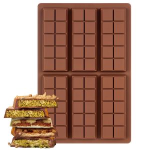 6-Piece Chocolate Bar Silicone Mold Large Filling Chocolate Bar Mold Suitable for Filling Dubai-Style Chocolates