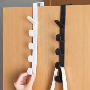 Bedroom Door Hanger 5 Hooks Coat Hat Bags Hanging Rack Over The Door Home Storage Organization Hook Rail Holder Space Saving