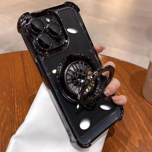 Luxury Magnetic 360 ° Rotating Bracket Phone Case For iPhone 17 16 15 Pro Max 14 Plus 13 12 11 17 Air Plating Clear Bumper Cover