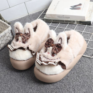 Dép Cotton Đế Dày Chống Trượt Cho Nữ Dép Lót Lông Hoạt Hình Dễ Thương Thoải Mái Ấm Áp Mùa Đông Đế EVA Dép Đi Trong Nhà