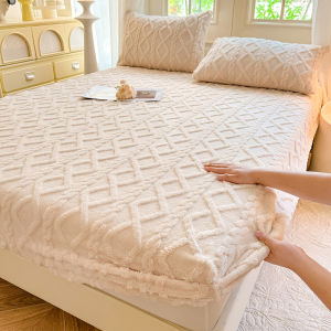 MINGSHA | Warm Thick Taffeta Milk Coral Velvet Bed Cover Single Piece