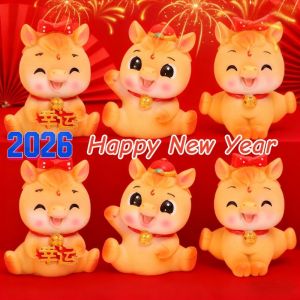 Dễ thương 2026 năm mới ngựa búp bê linh vật đồ chơi nhà đồ trang trí để mặt bàn phim hoạt hình mini nhựa Pony tượng trang trí xe cung cấp