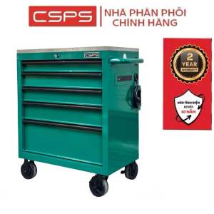 Tủ dụng cụ CSPS 76cm - 05 hộc kéo không nâng hạ màu xanh lá cây bóng (mặt inox)