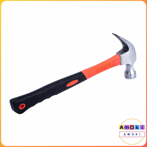 Amoki Orange Heavy Duty Straight Rip Claw Hammer Non Slip Shock Reduction Grip 0.25kg 0.5kg