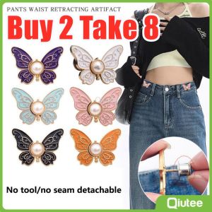 【Buy 2 Take 8】10pcs Butterfly Waist Buckle For Women Skirt Jeans Adjustable Waist Clip Waist-narrowing Buttons Met Butterfly Waist Buckle For Women Skirt Jeans Adjustable Waist Clip Waist-narrowing Buttons Metal Pins Clothing Accessories