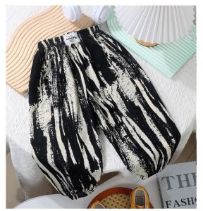 กางเกงลำลองฤดูร้อนสำหรับเด็กชาย กางเกงขายาวป้องกันยุงบาง กางเกงขายาวทรงฮาราจูกุสำหรับเด็กผู้หญิง กางเกงขายาวทรงโคมไฟแฟชั่นสำหรับเด็ก