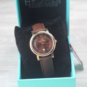Jam tangan Wanita hegner 413L tali kulit tanggal aktif analog original