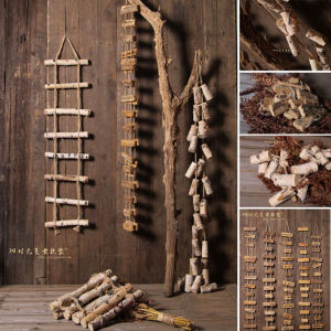 Old Time American Country Retro Style Show Window Decoration Props Decoraive Hangings Pinecone Basswood String Wooden String