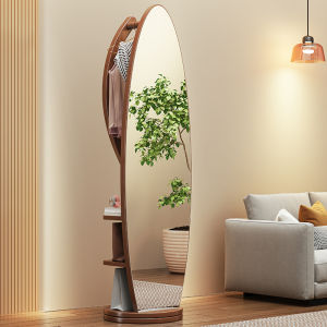 Meisda Solid Wood Simple Floor-Mounted Clothes Mirror Coat Rack Home Full-Length Fitting Mirror Bedroom Hanging Clothes Rack