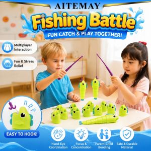 Aitemay 4 Player Expandable Fishing Table Toy - Social Party Game Set for Family Fun & Kids Educational Puzzle CE Certificated