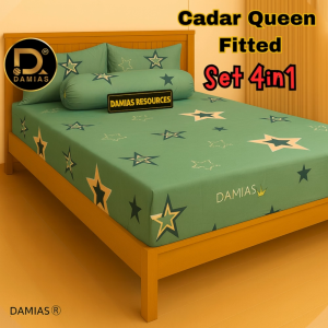 Damias Queen Fitted Bedsheet Set 6 in 1 / 4 in 1 80% Cotton 20% Polyester Elastic Fitted Sheet Easy Fit Bedding Set for Queen Size Bed