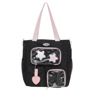 Original Daily Aesthetic Barbecue Badge Transparent Female Version Rainbow Cut Pain Bag Soft Nylon Casual Shoulder Bag for Youth
