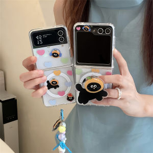 Cute Cat Heart Design Foldable Screen Magnetic Absorption Phone Case for Samsung ZFlip7 ZFlip6/5 ZFlip4 ZFlip3 Protective Cover